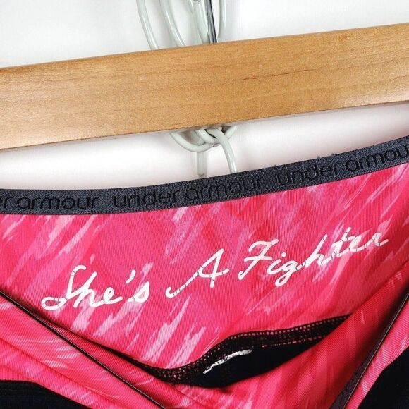 Under Armour Black Pink Capri Cropped Leggings Breast Cancer Awareness Womens S - Picture 3 of 6